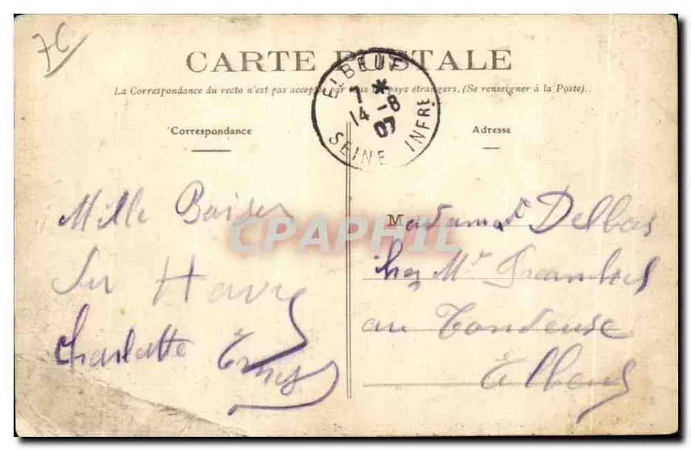 Le Havre — Les Bains du Casino — éditeur L. et L. Havre déposé - Verso