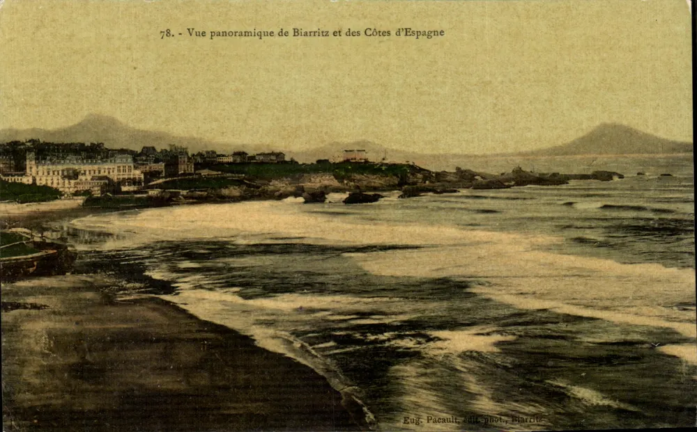 Panoramablick auf Biarritz und die spanische Küste — Eug. Pacault, Snhot, Biarritz - Vorderseite
