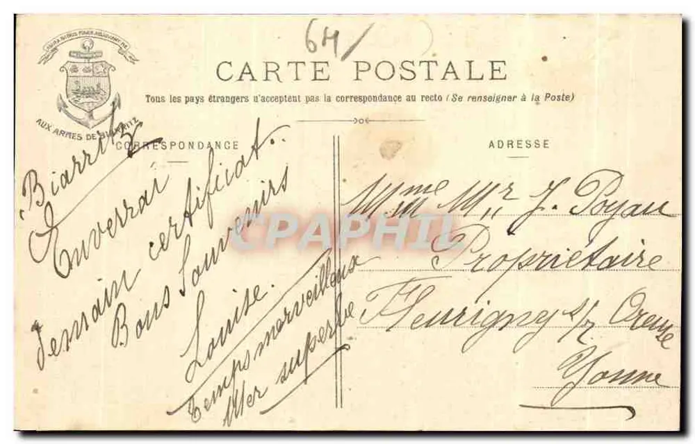 Panoramablick auf Biarritz und die spanische Küste — Eug. Pacault, Snhot, Biarritz - Rückseite