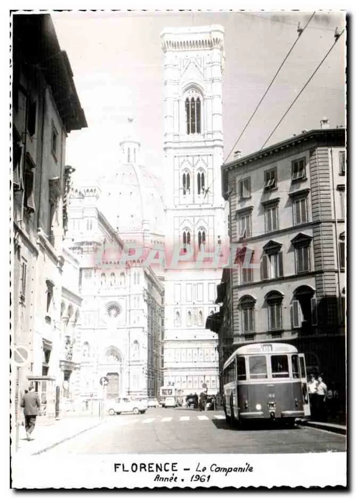 Florence — Vista da catedral e da torre da hora com o trem — Le Compagnie, 1961 - Frente