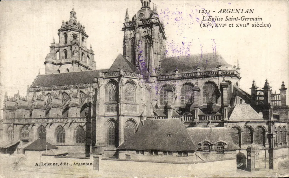 Argentan — A Igreja de São Germain (séculos XV, XVI e XVII) — A. Lejeune, editor, Argentan - Frente
