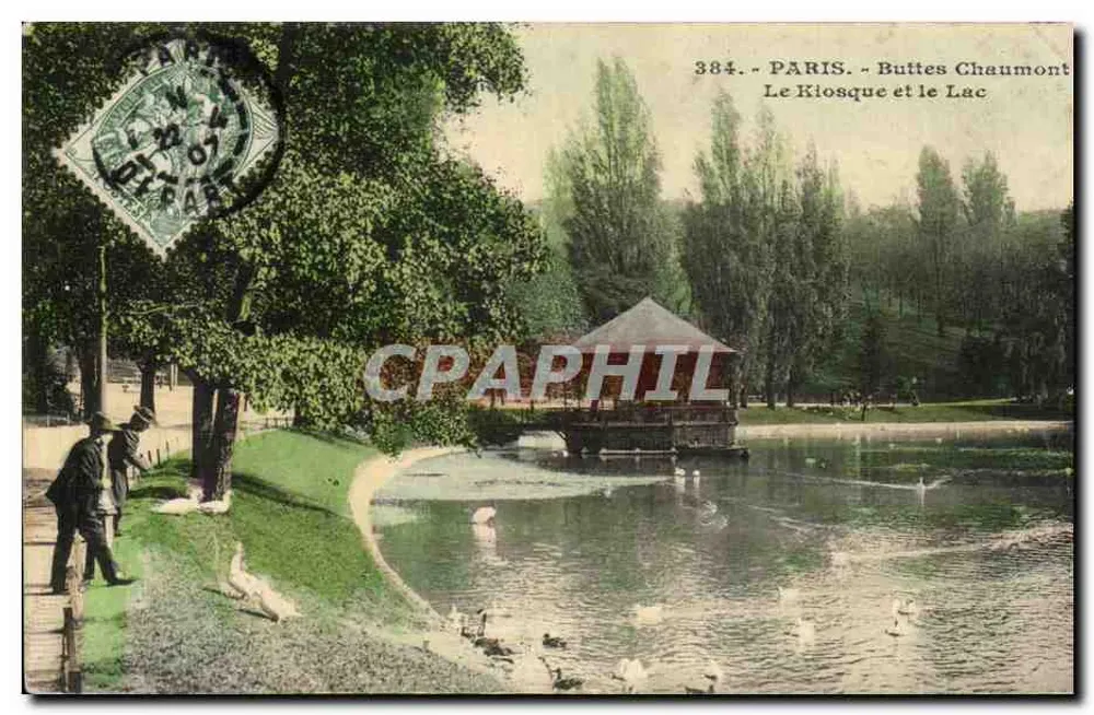 Paris - Buttes Chaumont - Das Pavillon und der See - Vorderseite