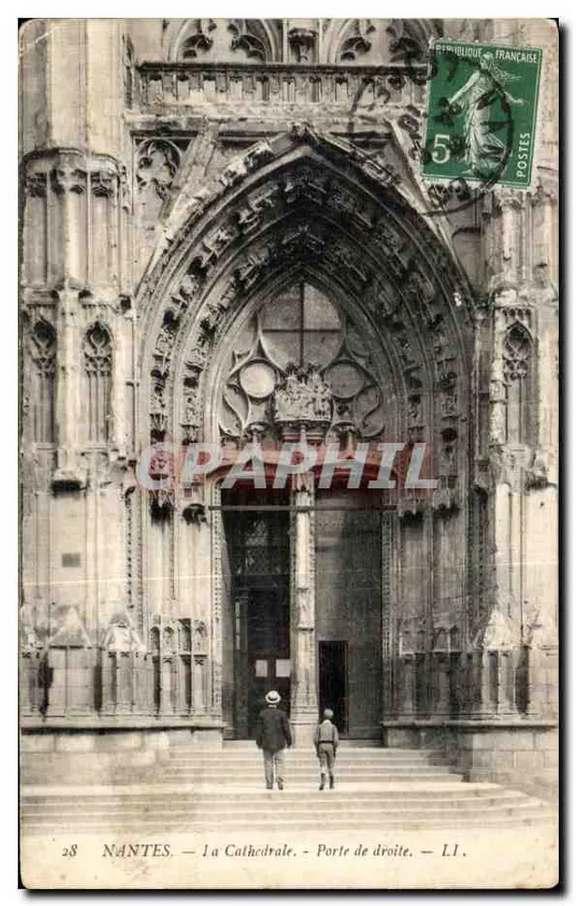 NANTES — Die Kathedrale — Rechte Tür — L.I. - Vorderseite