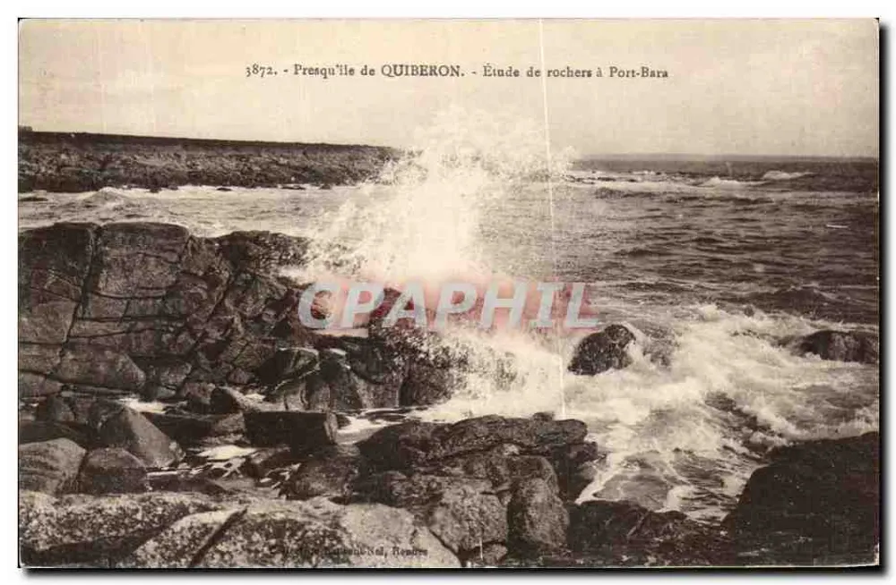 Presqu'île de Quiberon — Studie von Felsen an Port-Bara — Verlag: Del Reymer - Vorderseite