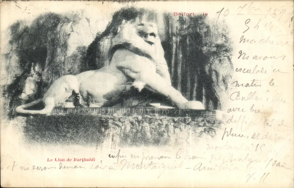 Der Bartholdi-Löwe — Belfort, Denkmal für die Verteidiger von Belfort 1870-71 — unbekannter Verlag, Seriennummer nicht sichtbar - Vorderseite