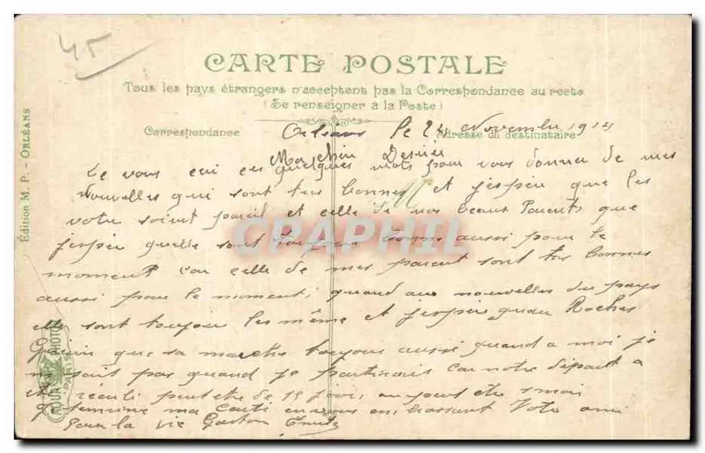 Orléans — Die Straße der Republik, Ansicht der Station — Edition M. P. Orléans, Nr. 3108 - Rückseite