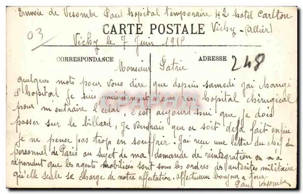 Vichy — Rue de Nîmes, Blick vom Quatre-Chemins — LL. SELECTA - Rückseite