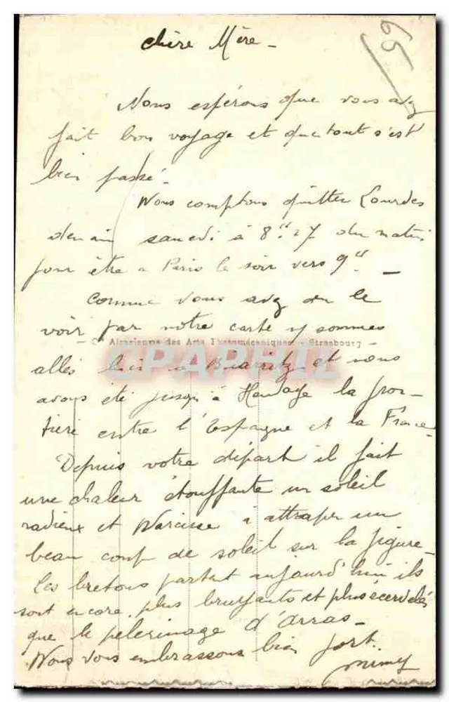 Cauterets - Place Maréchal Foch — vista da praça com edifícios e arcadas, editor A.A. n°14 - Verso
