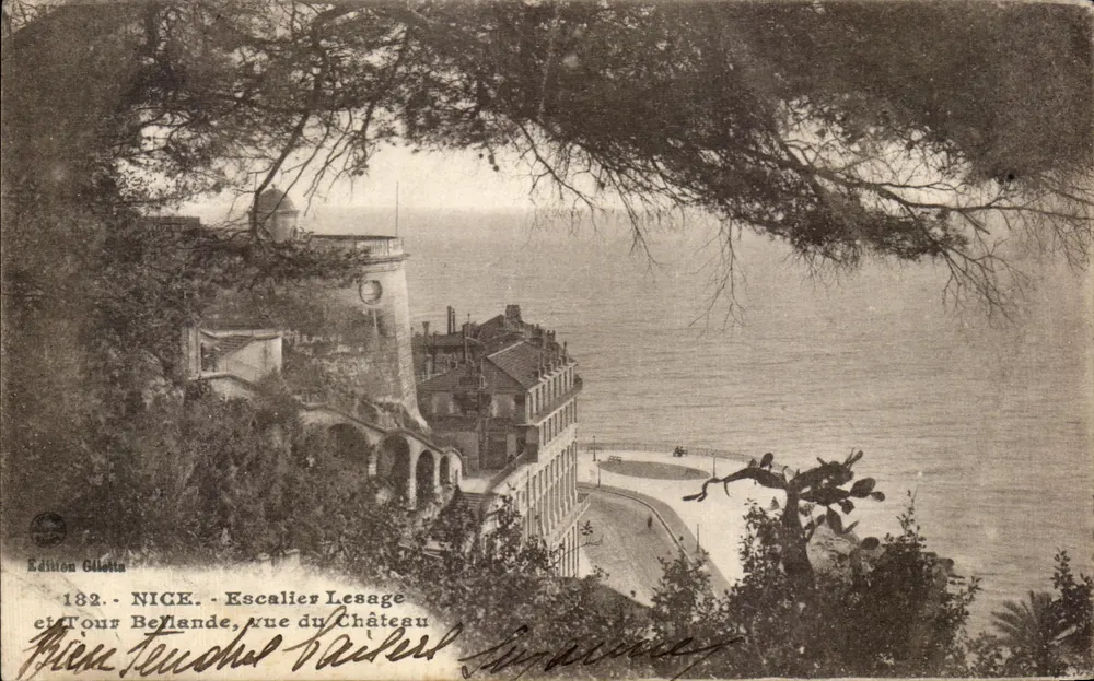 Nice - Escalier Lesage und Tour Bellande, rue du Château — Édition Gilletta, n° 182 - Vorderseite
