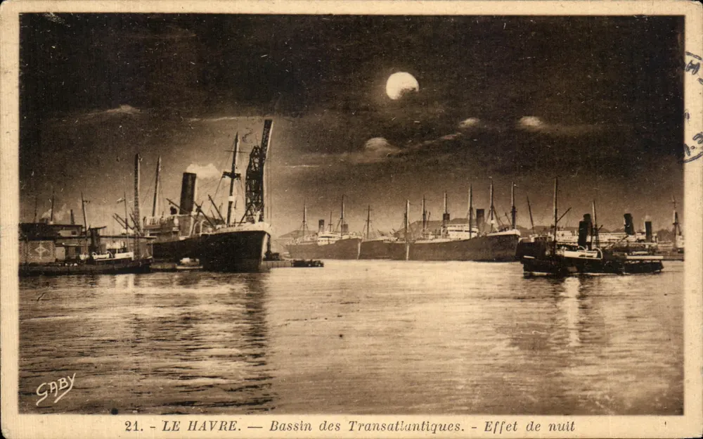 Le Havre — Bassin der Transatlantischen Schiffe — Nacht-Effekt — Gaby, Nr. 21 - Vorderseite