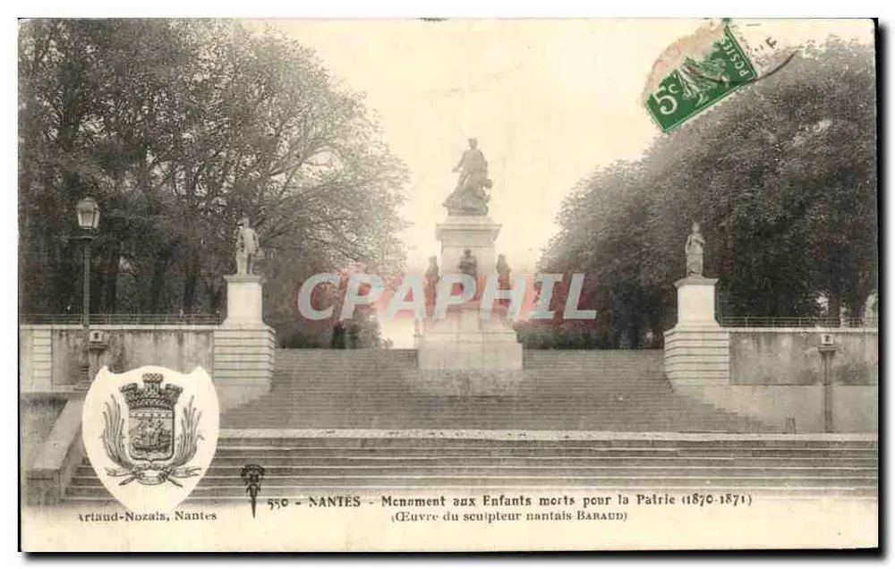 NANTES - Denkmal für Kinder, die für das Vaterland gestorben sind (1870-1871) — Werk des nantais Bildhauers Baraud — Verlag Arland-Nozais, Nantes, Nr. 550 - Vorderseite