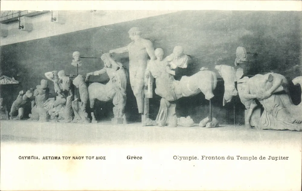 Olympia. Fronton van het Tempel van Jupiter — Griekenland - Voorkant
