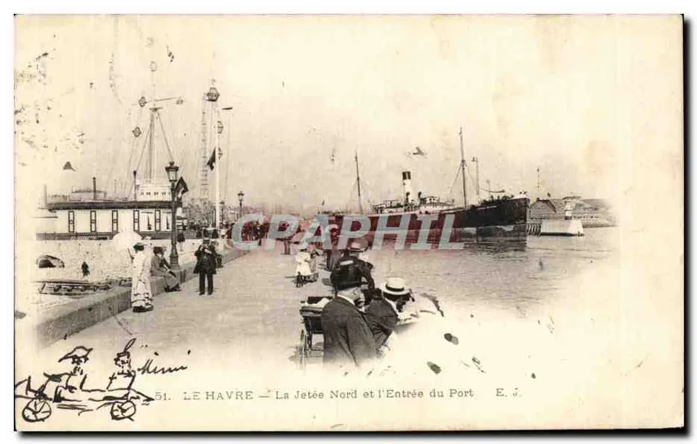 Le Havre — Nordsperrwerk und Hafenmund — E. J. - Vorderseite