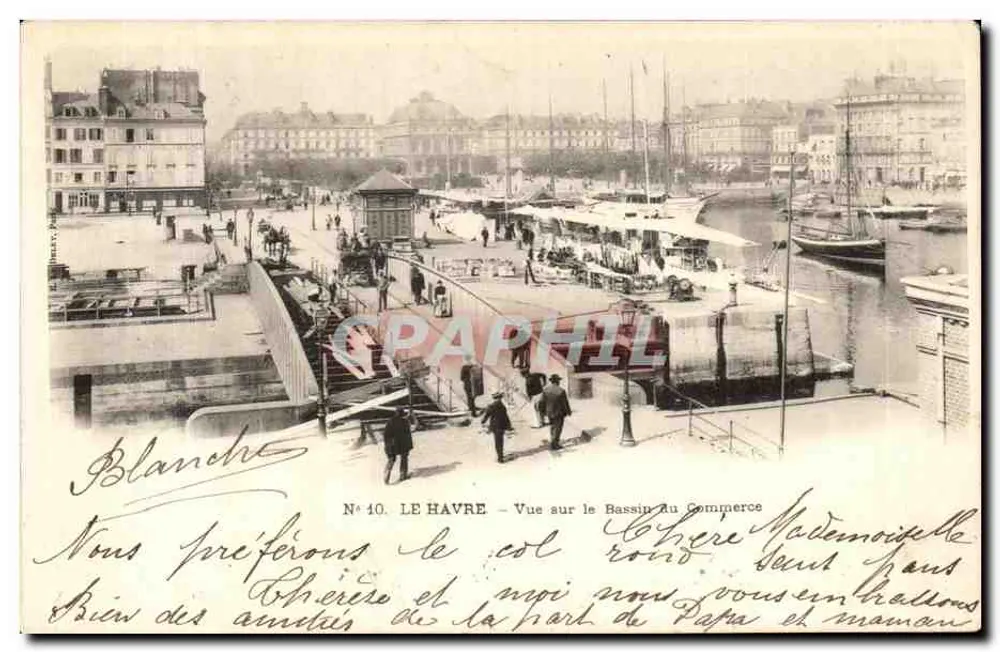 Le Havre — Ansicht des Bassin au Commerce — Blanche, N° 40 - Vorderseite