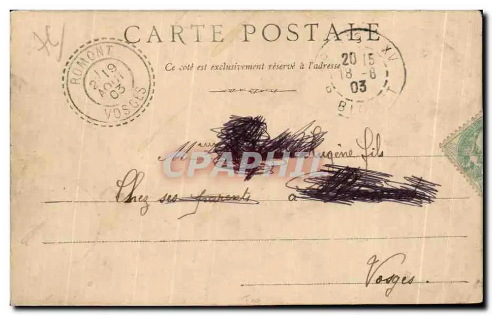 Le Havre, der Hafen — Ausfahrt eines Drei-Masts-Schiffes — anonymer Verleger - Rückseite