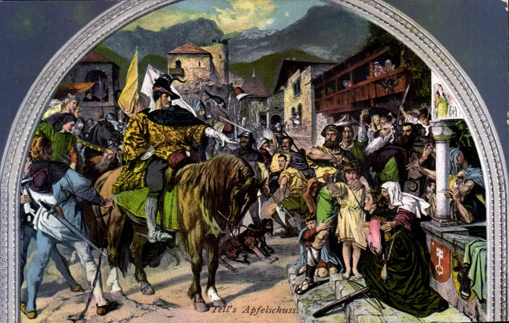 Tell's Apfel-Schuss — historische Szene — E. Goetz, Luzern, n° 4381 - Vorderseite