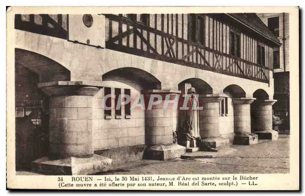 Rouen — Jeanne d'Arc am Scheitelpfahl — LL, Nr. 34 - Vorderseite