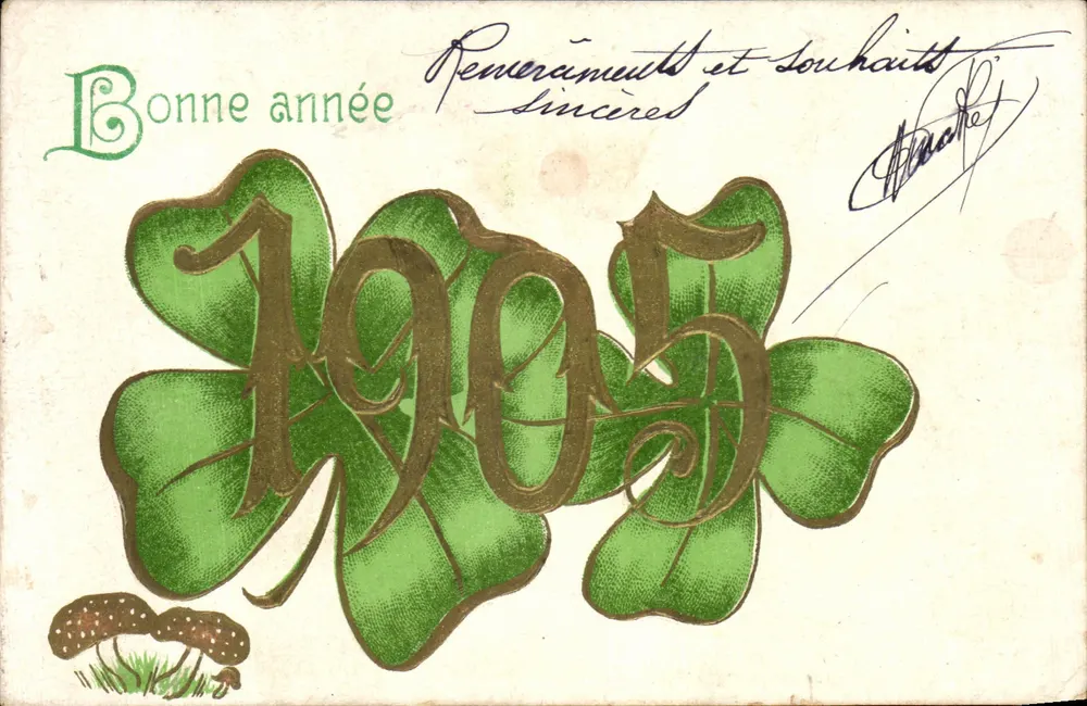 Gutes Jahr 1905 — grüner Kleeblatt — unbekannter Verlag - Vorderseite