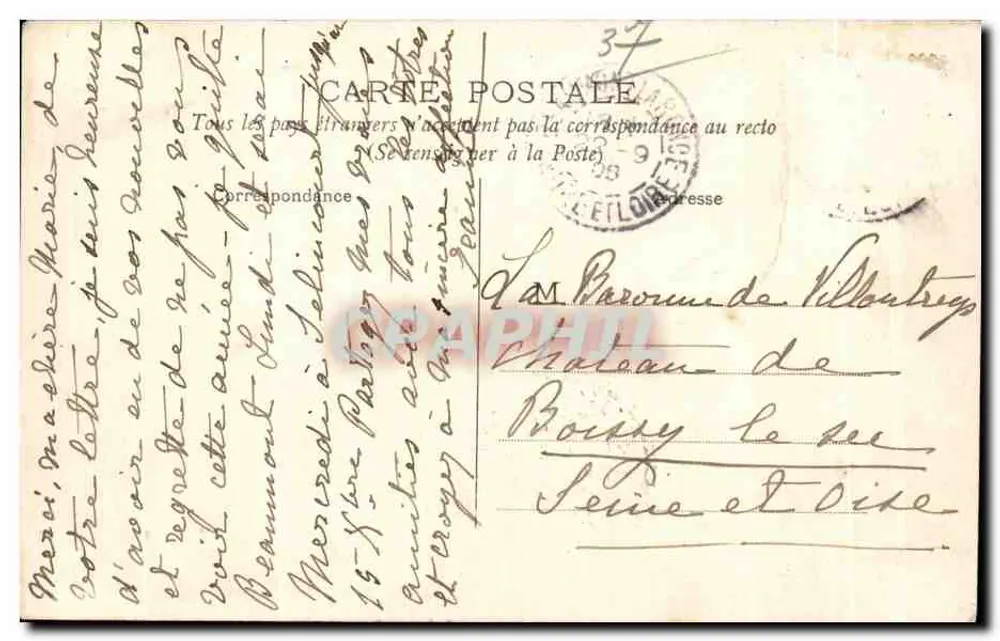 Beaumont-la-Ronce (I.-et-L.) — Ogólny widok — Nieznany wydawca, seria 37 - Rewers