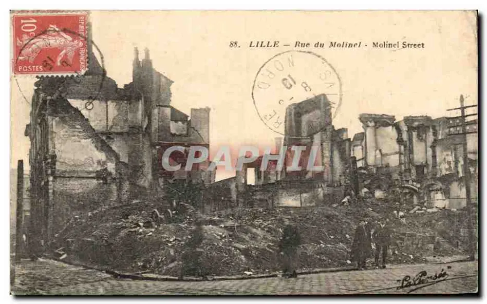 LILLE — Rue du Molinel — Ruines après bombardement — éditeur 'La Pensée' - Frente