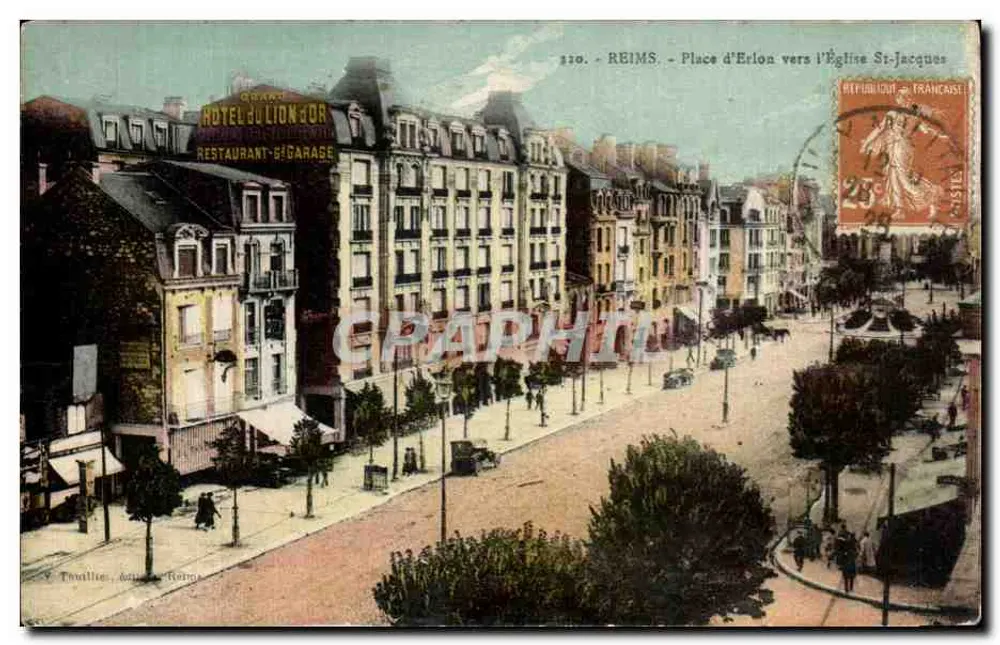 Reims - Place d'Éclon in Richtung Kirche St-Jacques — Verleger: Y. Thuillier, Reims, Nr. 220 - Vorderseite