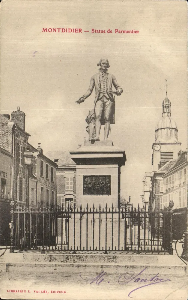 Montdidier — Estátua de Parmentier — Librairie L. Vallée, editora - Frente