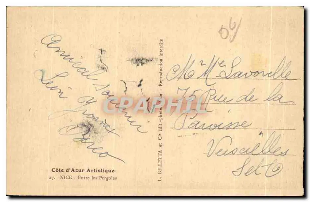 Côte d'Azur - Zwischen den Pergolen — L. Gilletta & Cie, Nice, n°27 - Rückseite