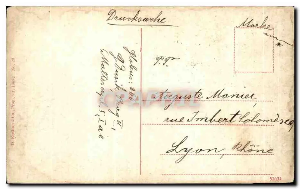 Prag. Hradcany. Königliche Burg — D. Kostler & Co. (Prag) Nr. 28 - Rückseite