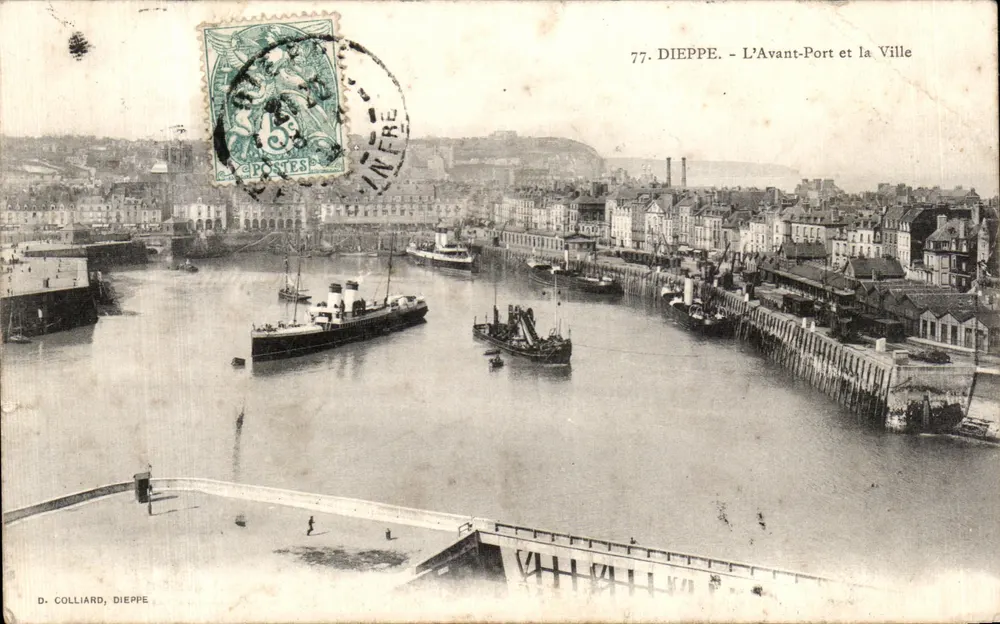 Dieppe - Der Hafen und die Stadt — D. Colliard, Dieppe, Nr. 77 - Vorderseite