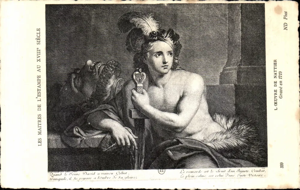 Davi e Golias — gravura de Nattier, 1779 — ND Phot - Frente