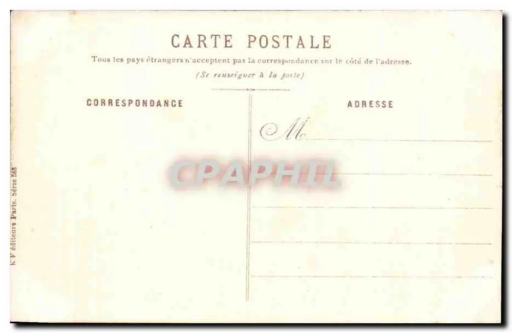 Cena de campo — Camponesa e jovem homem perto de um carrinho de leite — K.F. editores Paris, Série 888 - Verso