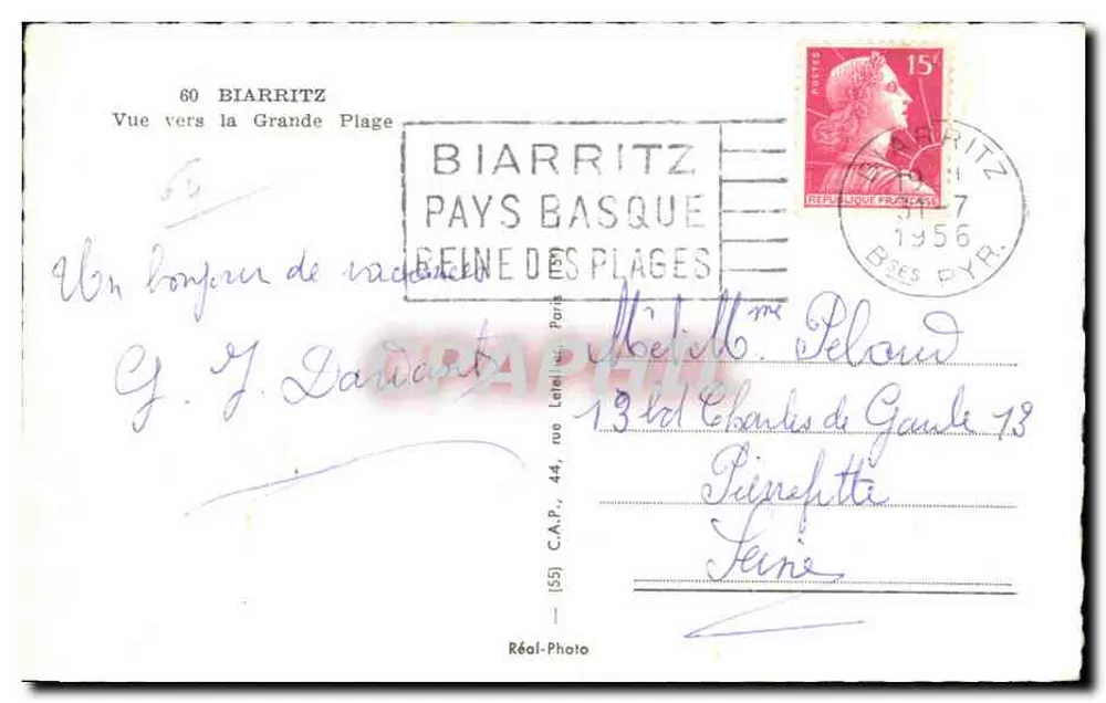 Biarritz — Vista verso la Grande Plage — C.A.P. Réal-Photo - Verso
