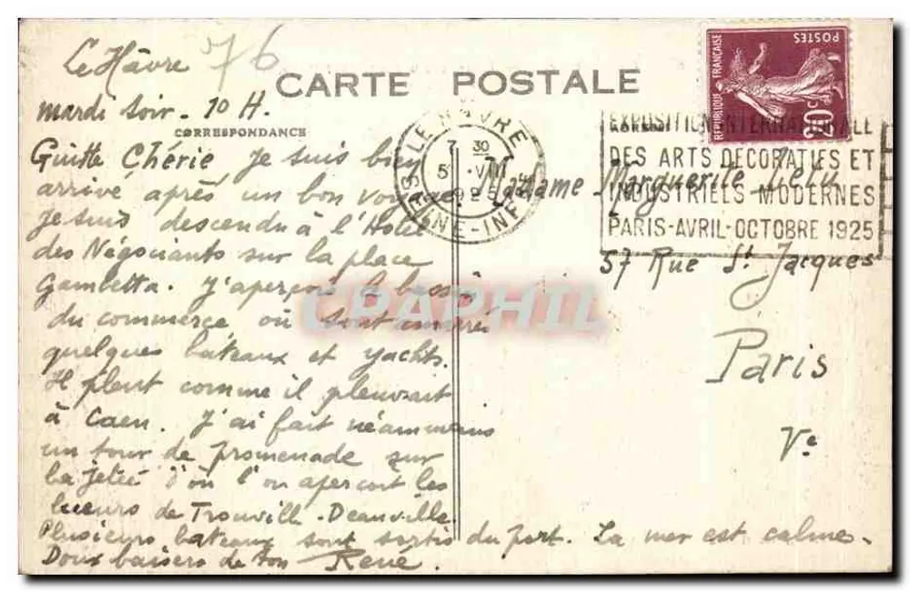 Le Havre — Entrée du Paquebot "Paris" — G. F., Le Havre - Rückseite