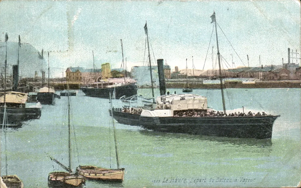 Le Havre — Abfahrt des Dampfschiffes — Éditions L. L. C. n° 1809 - Vorderseite