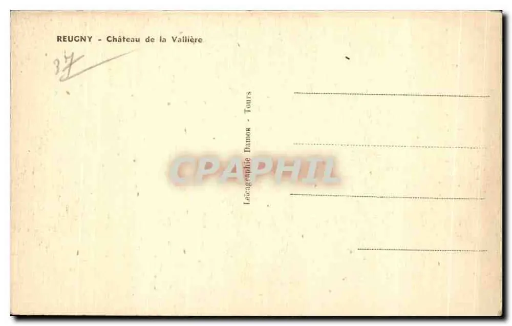 Reugny - Castelo da Vallière — Lacographie Damos - Tours - Verso