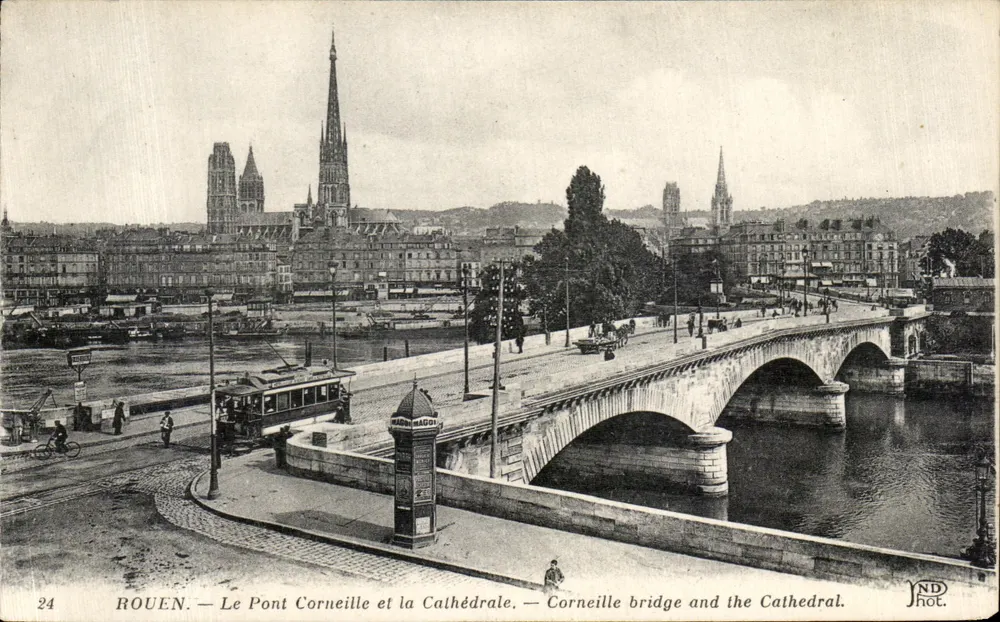 Rouen — Der Pont Corneille und die Kathedrale — ND Hot. - Vorderseite