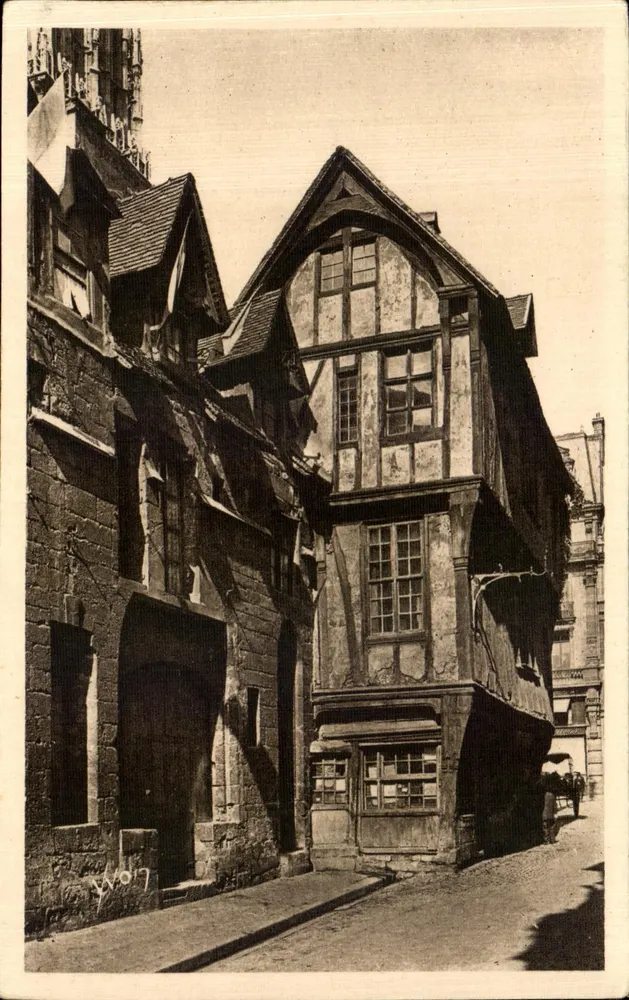 Rouen — Alte Häuser in der Straße Saint-Romain — La Douce France - Vorderseite