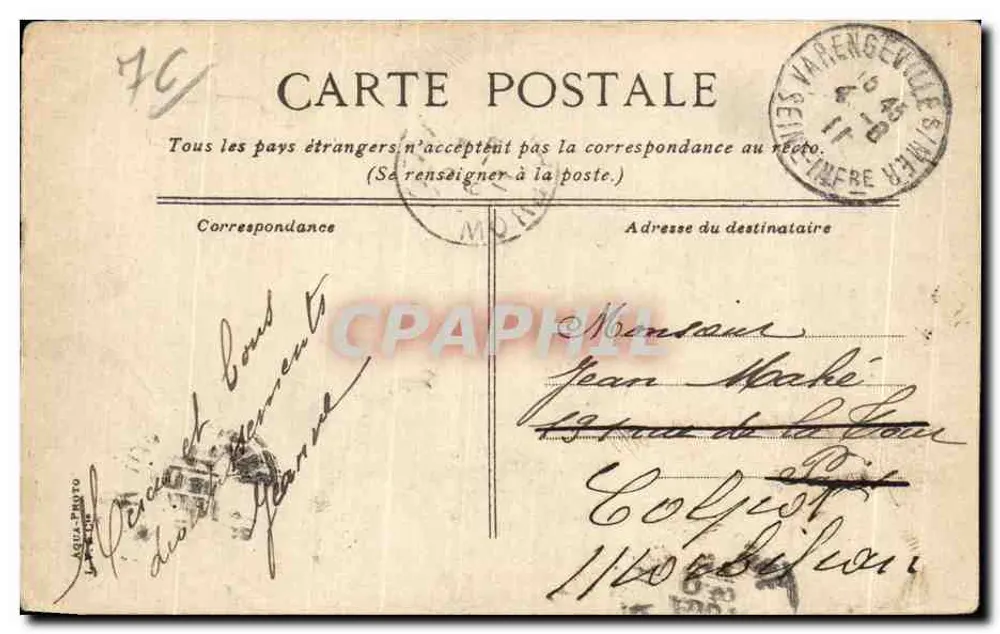 Dieppe - Place du Puits salé — Café des Tribunaux — editor Albert, n°8 - Verso