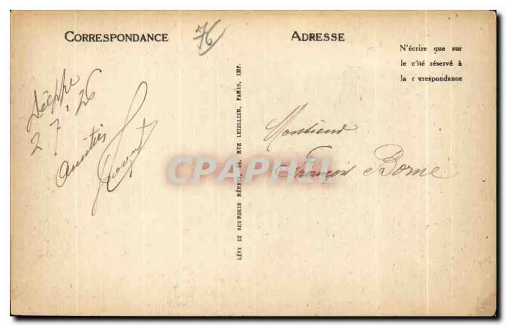 Dieppe — L'"Arundel" dans l'Avant-Port — Tirage spécial G. Lefay - Rückseite