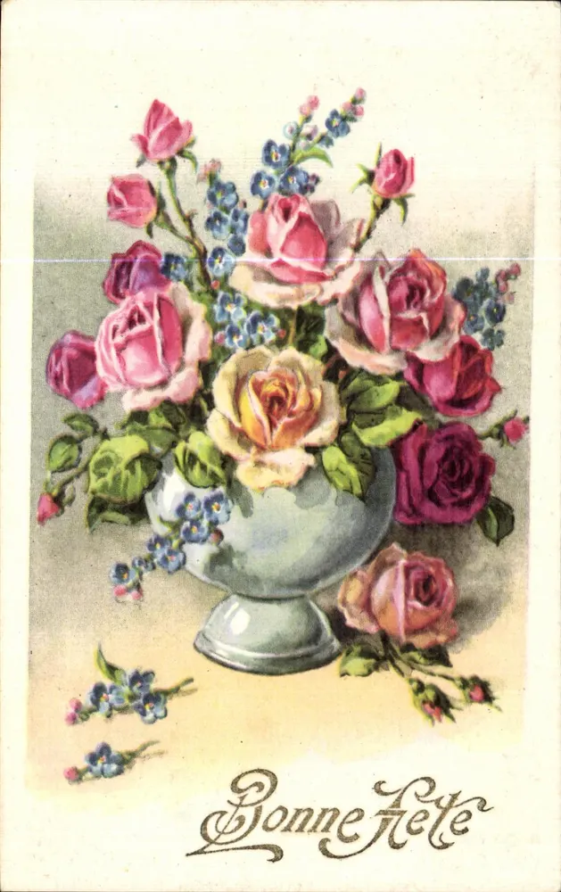 Bouquet de rosas — Boa Festa — editor SP, número de série não visível - Frente