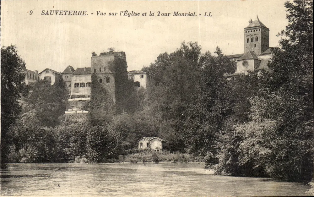 Sauveterre - Ansicht der Kirche und der Monréal-Turm - LL - Vorderseite