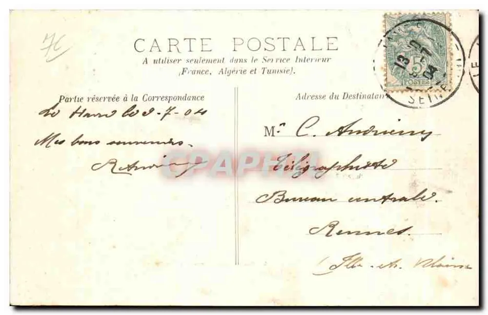 Le Havre — Der Maritime Boulevard und die Hève — N.G. n°23 - Rückseite