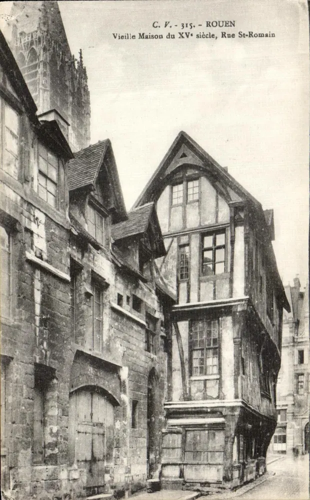 Rouen — Velha Casa do Século XV, Rue St-Romain — C.V. 315 - Frente