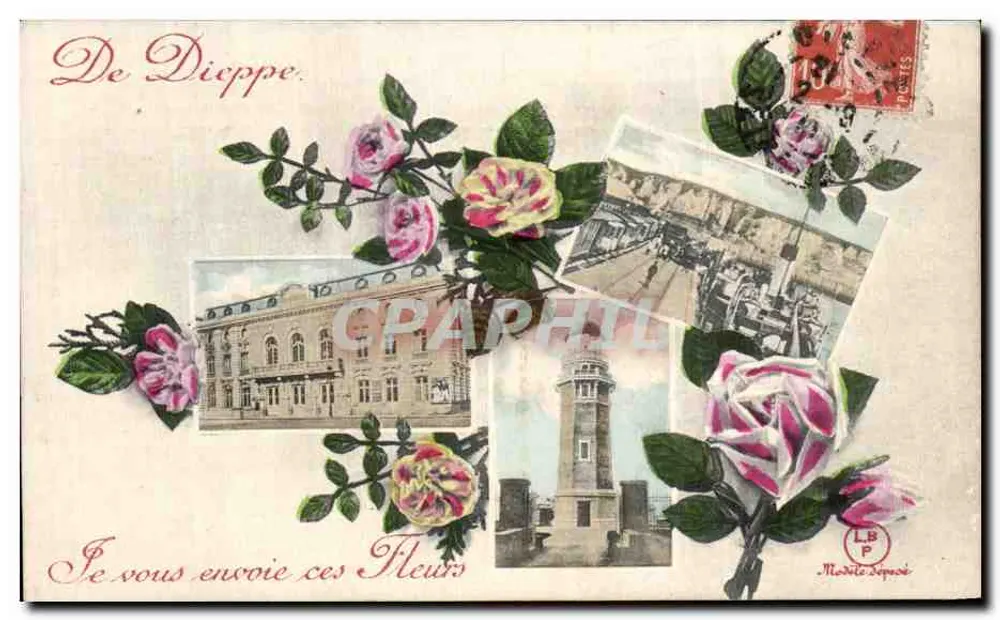 Dippé — Rosas e monumentos — editor Léon P. Moret-Lepage - Frente