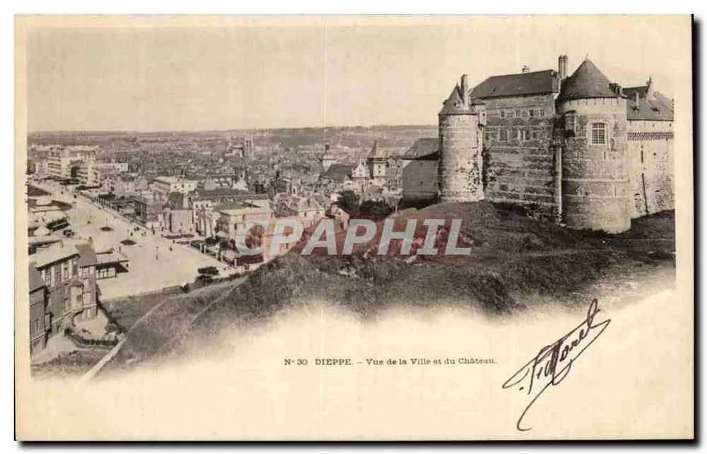 Dieppe — Ansicht der Stadt und des Schlosses — Verleger Tittorcel, Nr. 30 - Vorderseite