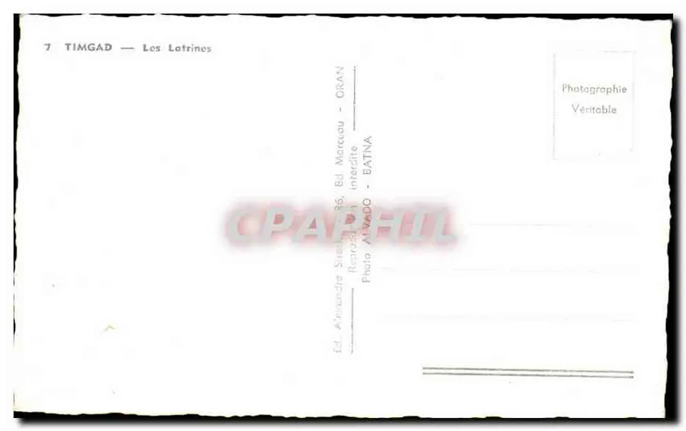 Timimoun — As Latrinas — Éd. Alexandre Steeble, Bld. Marcœur - BATNA - Verso