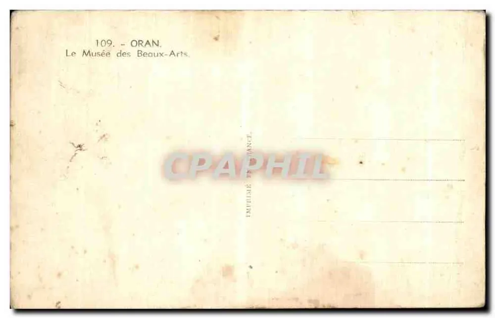 O Museu de Belas Artes — Oran — Impresso na França, n°109 - Verso