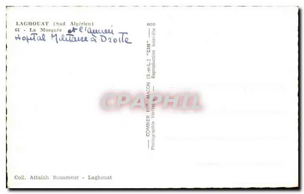 Laghouat (Sud Algérien) — La Mosquée et l'ancien hôpital militaire "CIM" — Combiér Imp. Macon - Rückseite
