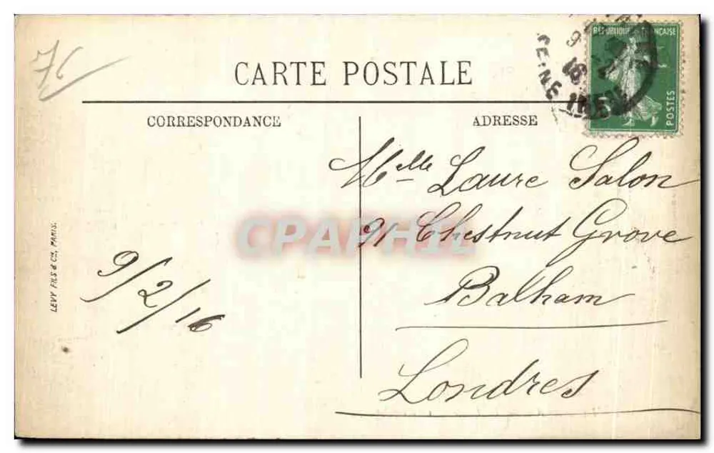 Le Havre — O Liceu dos Meninos — LL. — N° 526 - Verso