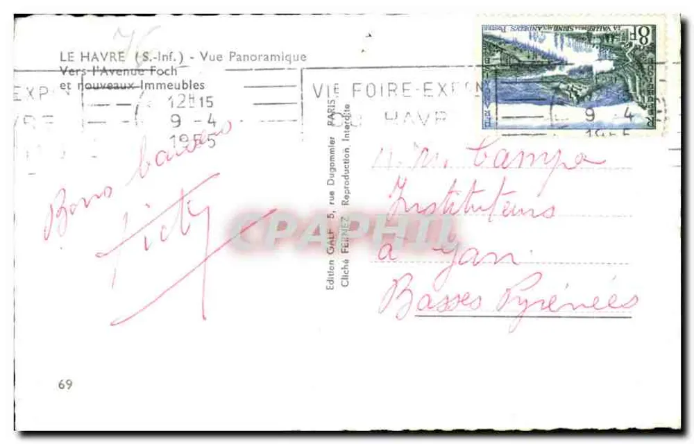 Le Havre (S.-Inf.) — Panoramische Ansicht der Avenue Foch und neuer Gebäude — Edition Dugommier, n°69 - Rückseite